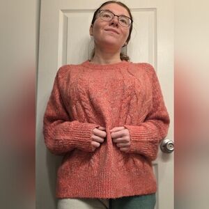 Maurices Warm Coral Cable Knit Sweater